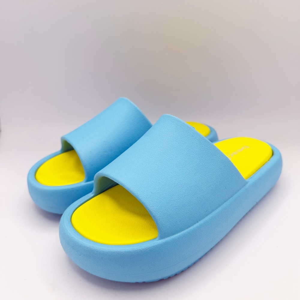 J/Slides Beach Slides SQUISH Turquoise/Yellow EVA‎ size 6